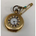 An 18ct gold ladies pocket half hunter pocket watch