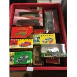 A box of boxed diecast to inc Corgi tramlines,