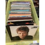 A box of more than 100 LPs, mainly pop and rock artists to inc Blondie, The Hollies, John Lennon,