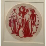 Lill Tschudi (1911-2004): Untitled linocut, unique impression, c. 1930, diameter 15 cm.