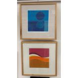 A pair of hand-signed abstract prints,