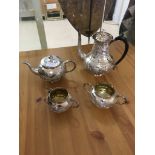 A four-piece Indian silver plate tea set