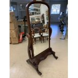 A 19th century mahogany cheval mirror