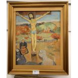 English School (20th century): Crucifixion, oil on board, unsigned, 34 x 27 cm.