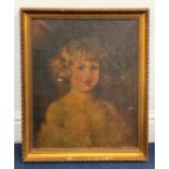 Portrait study of a child, oil on canvas, signed & dated 1918,