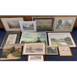 A good collection of original landscape studies, watercolours & oils, signed by various artists,