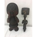 Two tribal carvings, possibly 19th century: one African,