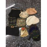 A quantity of vintage bead bags from the 1920s-40s