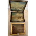 Three oils on panel of winter landscape scenes,