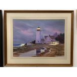 A watercolour depicting a lighthouse, signed,