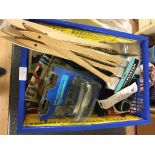A box of tools etc to inc clamps,
