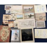 An extensive collection of unframed watercolours of various subjects,
