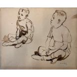 Studies of a boy, ink drawing, indistinctly signed lower right,