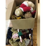 Two boxes of soft toys