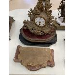 A Victorian gilded spelter clock;