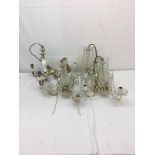Four crysal and china chandeliers