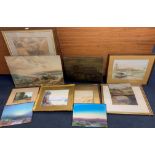 A quantity of original landscapes in watercolour & oil,