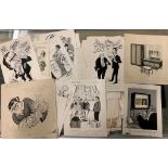 A collection of original cartoon ink studies