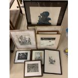 A quantity of good quality 20th century prints of figural subjects to inc hand-signed etchings by