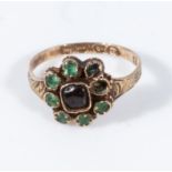 A Victorian 12ct gold emerald and garnet ring A/F size L