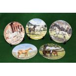 Five Spode decorative plates depicting horses