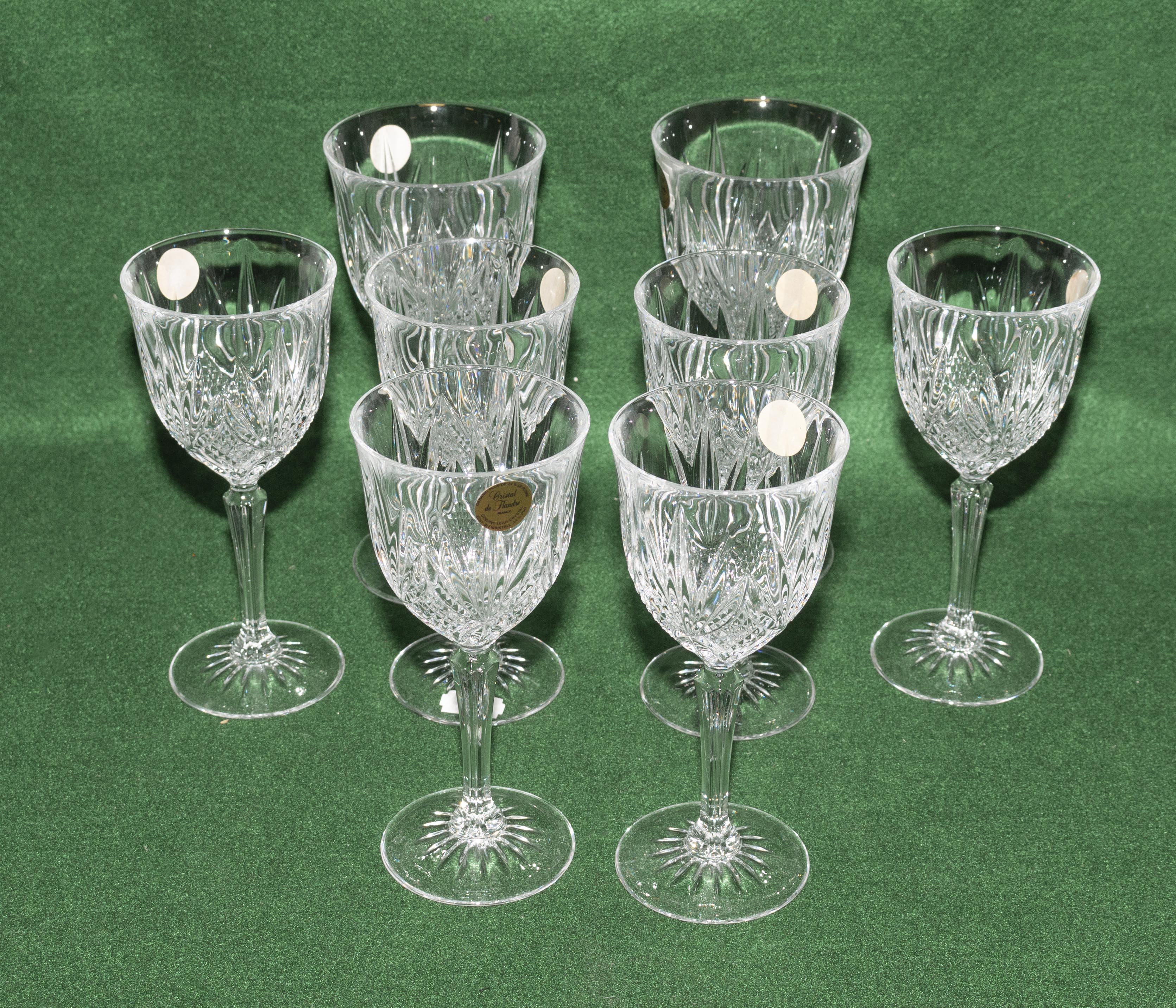 Eight wine glasses