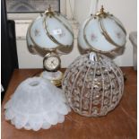 Two table lamps and three light shades