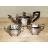 A three piece silver plated tea service