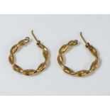 A pair of 9ct gold twisted hoop earrings