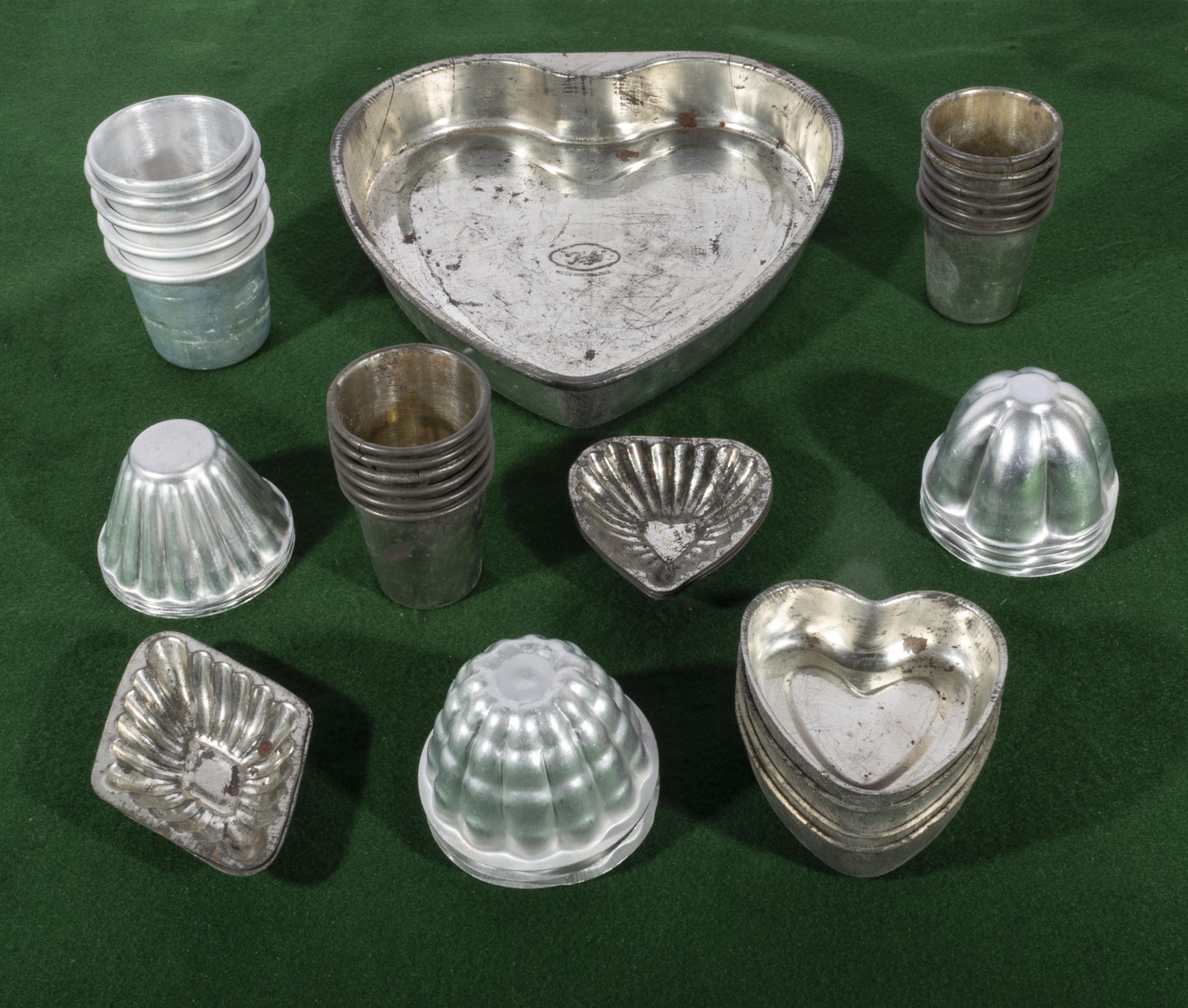 A collection of tin moulds