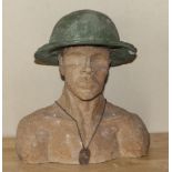 A bust of a first world war soldier