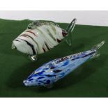 Two vintage Murano glass fish