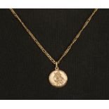 A 9ct gold chain and St Christopher's pendant, 9gms