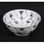 A large 19th century Chinese Qing Tek Sing shipwreck cargo blue and white lotus bowl