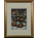 Elizabeth Herford - Framed oil on canvas still life of fruit. Size 37.5cm x 27.5cm