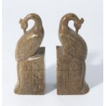 A pair of soapstone book ends