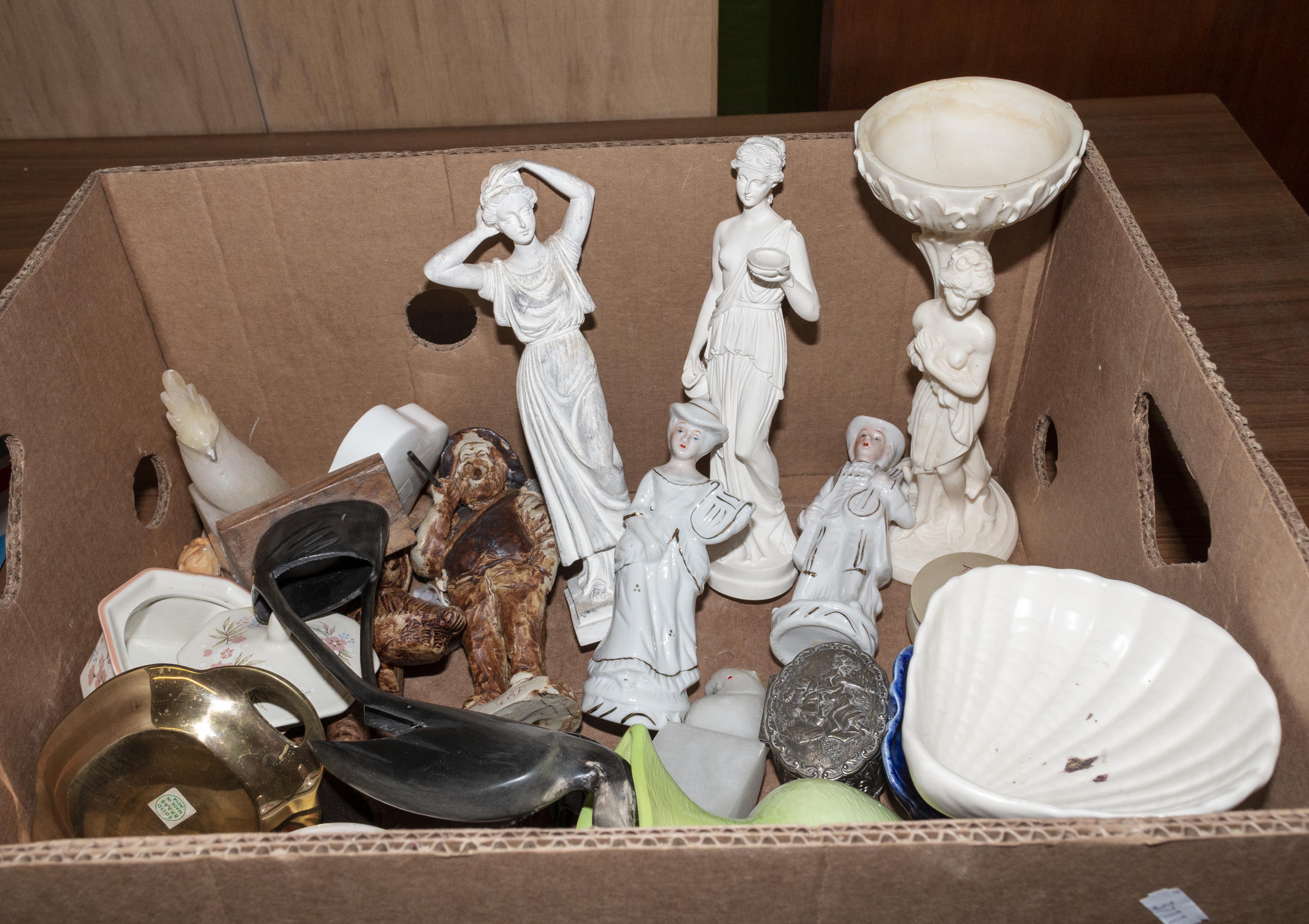A box containing assorted pottery