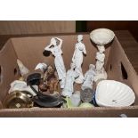 A box containing assorted pottery