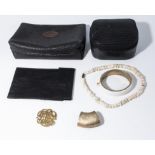 A Burberry cosmetic purse, travel jewellery box, two scarf holders and other items