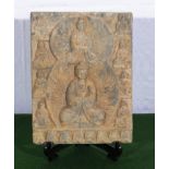 A Tibetan Buddha wall plaque and stand