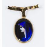 A 9ct gold Limoges enamelled on copper pendant