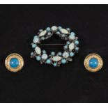 A vintage turquoise set brooch and earrings