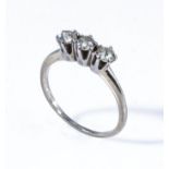 A white gold/platinum 3 stone diamond ring, circa 1920