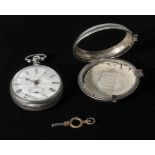 A silver pocket watch dated Chester 1883 makers mark for Charles Harris, signature John S Haldane to