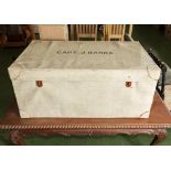 An army travel trunk in canvas case