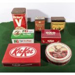 Seven vintage tins