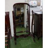 A very good quality mahogany reproduction cheval mirror, matching lots 451 and 452