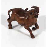 Hand carved hardwood netsuke of a water buffalo