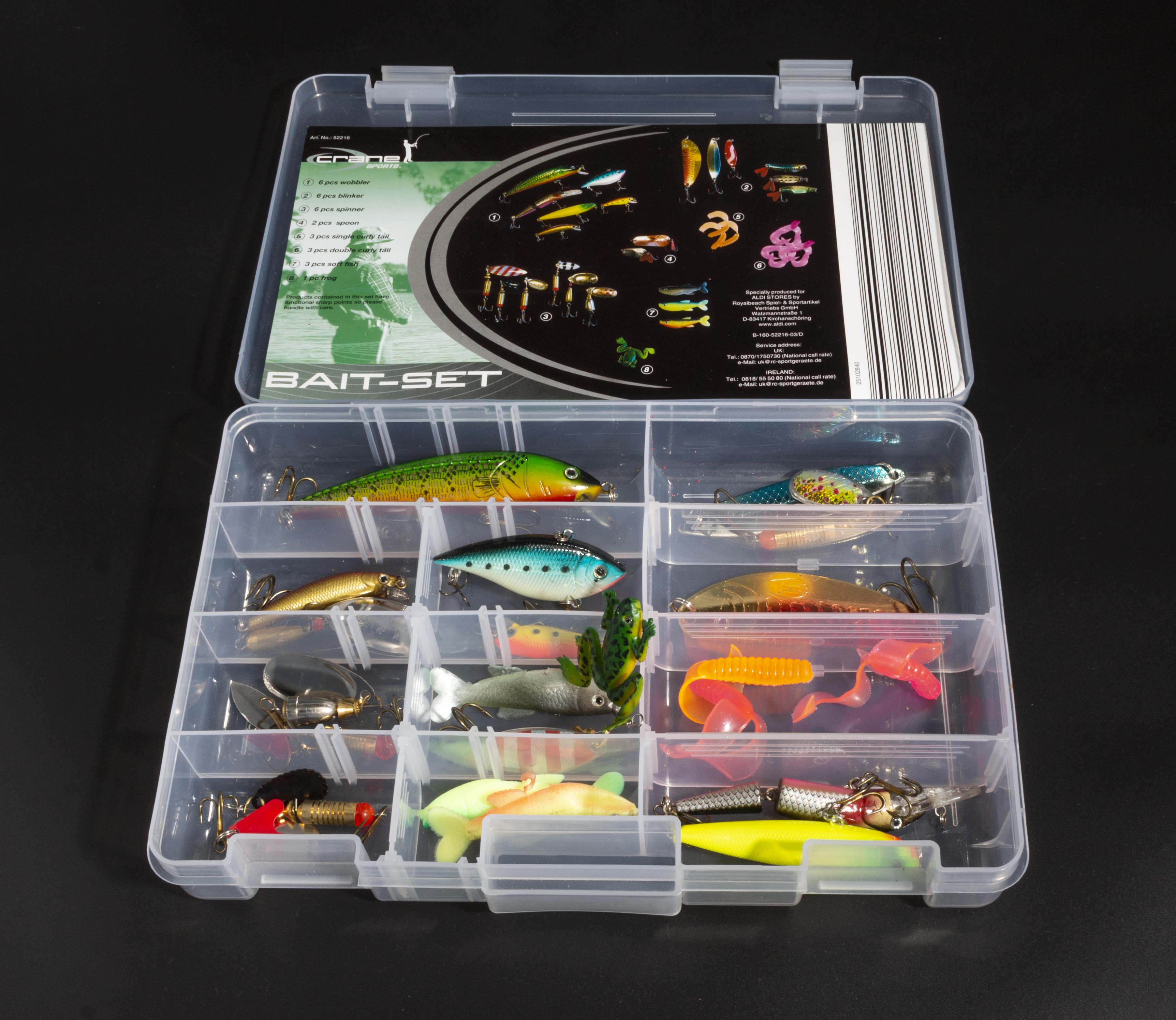 A box of fishing lures