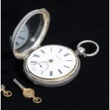 A silver pocket watch, Birmingham 1823 makers mark W.E.